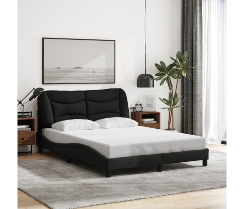 vidaXL Estructura de cama con luces LED tela negro 140x190 cm