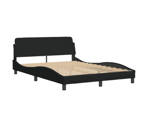 vidaXL Estructura de cama con luces LED tela negro 140x190 cm