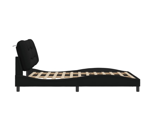 vidaXL Estructura de cama con luces LED tela negro 140x190 cm