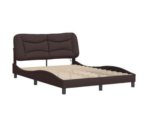 Estructura cama con LED sin colchón marrón oscuro 140x190 cm