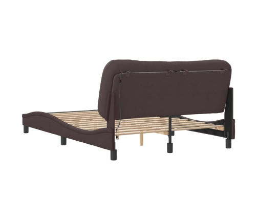 Estructura cama con LED sin colchón marrón oscuro 140x190 cm