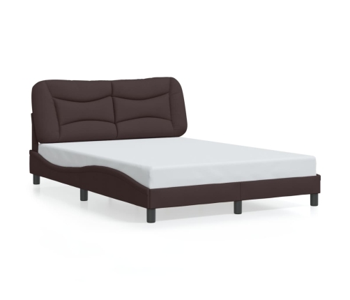 Estructura cama con LED sin colchón marrón oscuro 140x190 cm