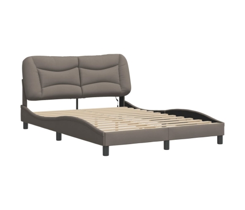 vidaXL Estructura de cama con luces LED tela gris taupe 140x190 cm