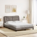 vidaXL Estructura de cama con luces LED tela gris taupe 140x190 cm