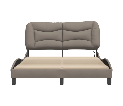 vidaXL Estructura de cama con luces LED tela gris taupe 140x190 cm