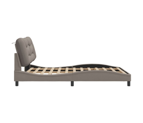 vidaXL Estructura de cama con luces LED tela gris taupe 140x190 cm