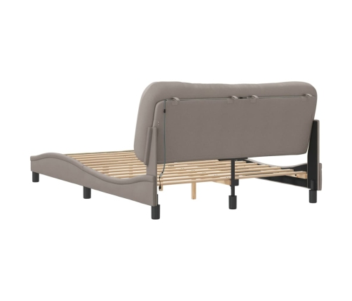 vidaXL Estructura de cama con luces LED tela gris taupe 140x190 cm