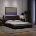 Estructura de cama con luces LED tela marrón oscuro 160x200 cm