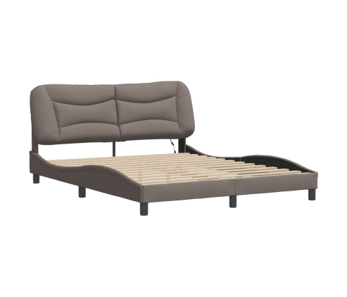 vidaXL Estructura de cama con luces LED tela gris taupe 160x200 cm