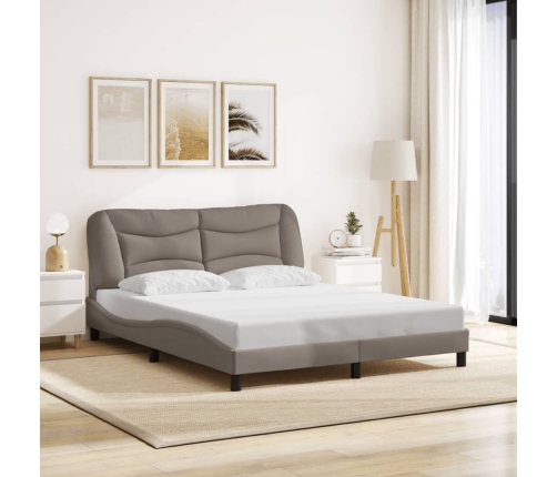 vidaXL Estructura de cama con luces LED tela gris taupe 160x200 cm