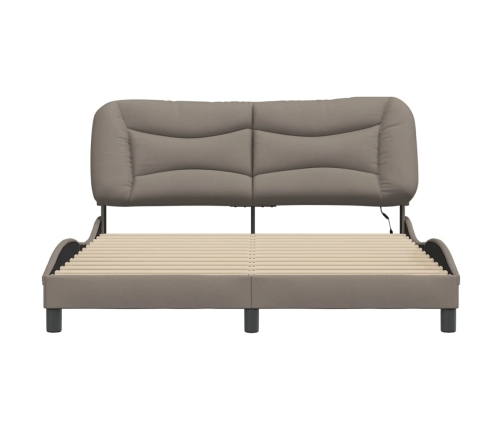 vidaXL Estructura de cama con luces LED tela gris taupe 160x200 cm