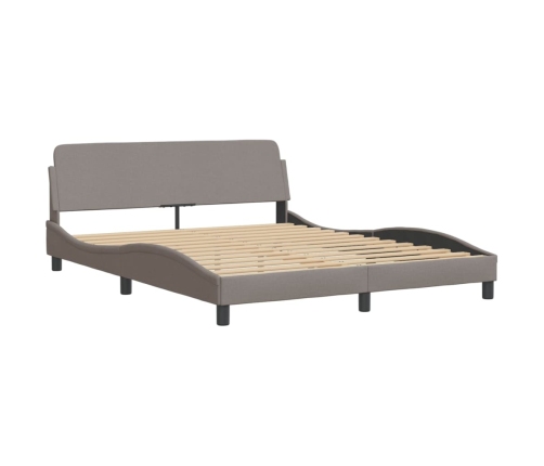 vidaXL Estructura de cama con luces LED tela gris taupe 160x200 cm