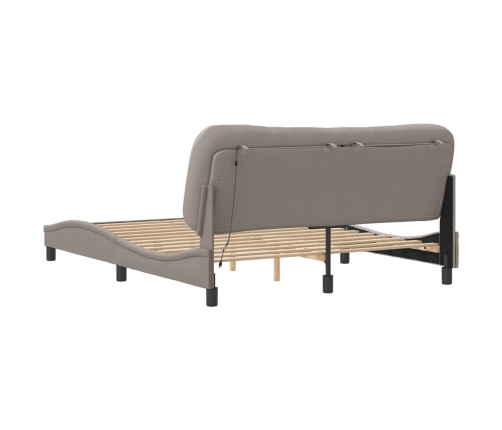 vidaXL Estructura de cama con luces LED tela gris taupe 160x200 cm