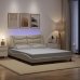 Estructura de cama con luces LED tela crema 160x200 cm