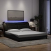 Estructura de cama con luces LED tela negro 180x200 cm