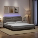 Estructura de cama con luces LED tela gris taupe 180x200 cm