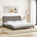 Estructura de cama con luces LED tela gris taupe 180x200 cm