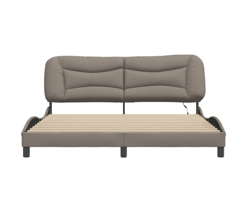 Estructura de cama con luces LED tela gris taupe 180x200 cm