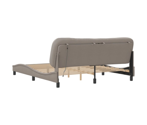 Estructura de cama con luces LED tela gris taupe 180x200 cm