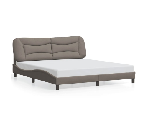 Estructura de cama con luces LED tela gris taupe 180x200 cm