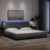 Estructura de cama con luces LED tela gris claro 200x200 cm