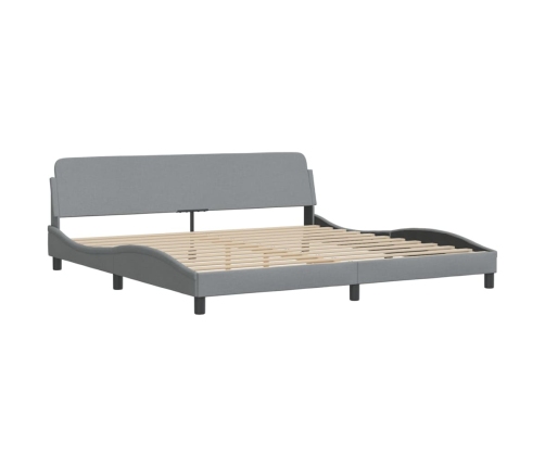 Estructura de cama con luces LED tela gris claro 200x200 cm