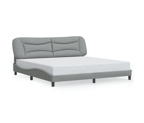 Estructura de cama con luces LED tela gris claro 200x200 cm