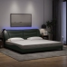 Estructura de cama con luces LED tela gris oscuro 200x200 cm