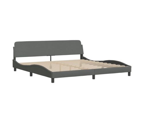 Estructura de cama con luces LED tela gris oscuro 200x200 cm