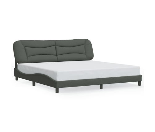 Estructura de cama con luces LED tela gris oscuro 200x200 cm