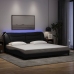 Estructura de cama con luces LED tela negro 200x200 cm