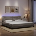 Estructura de cama con luces LED tela gris taupe 200x200 cm