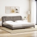 Estructura de cama con luces LED tela gris taupe 200x200 cm