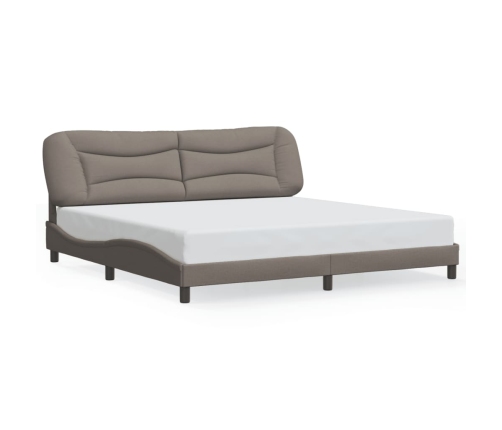 Estructura de cama con luces LED tela gris taupe 200x200 cm