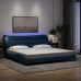 Estructura de cama con luces LED tela azul 200x200 cm