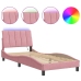 Estructura de cama con luces LED terciopelo rosa 80x200 cm