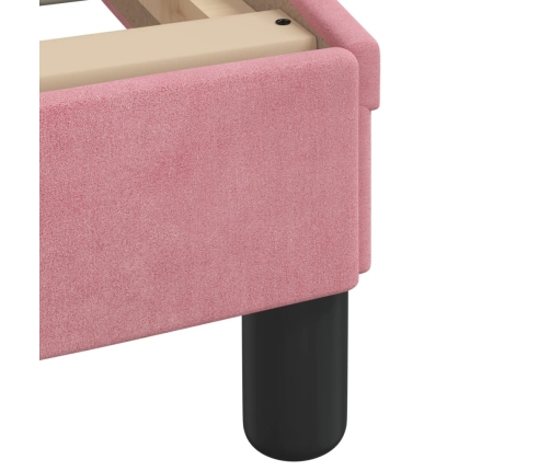 Estructura de cama con luces LED terciopelo rosa 80x200 cm