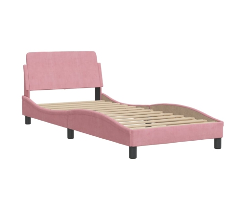 Estructura de cama con luces LED terciopelo rosa 80x200 cm