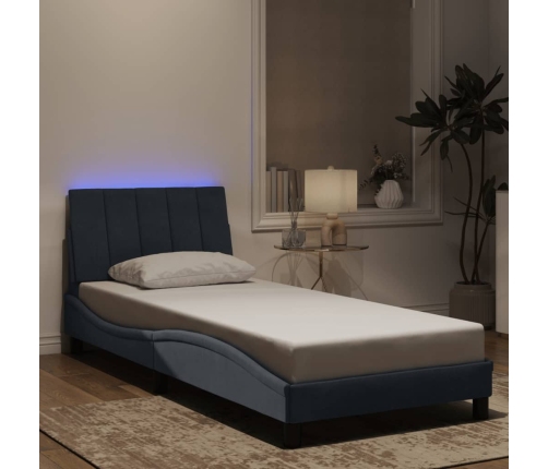 Estructura cama con luces LED terciopelo gris oscuro 90x190 cm