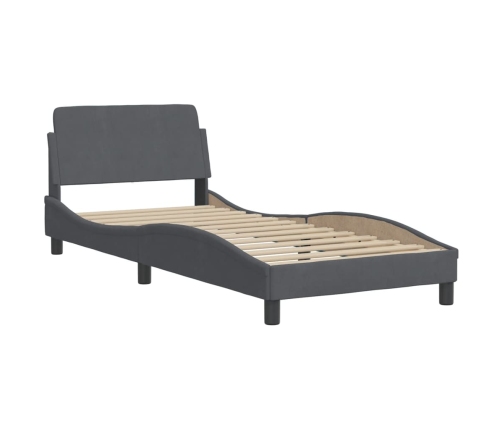 Estructura cama con luces LED terciopelo gris oscuro 90x190 cm