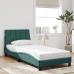 Estructura cama con luces LED terciopelo verde oscuro 90x190 cm