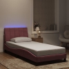 Estructura de cama con luces LED de terciopelo rosa 90x190 cm