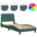 Estructura cama con luces LED terciopelo verde oscuro 90x200 cm