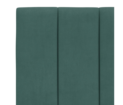 Estructura cama con luces LED terciopelo verde oscuro 90x200 cm