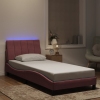 Estructura de cama con luces LED terciopelo rosa 90x200 cm