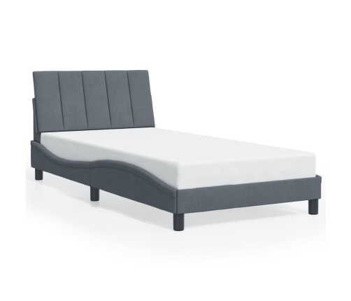 Estructura cama con luces LED terciopelo gris oscuro 100x200 cm