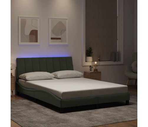 vidaXL Estructura cama con luces LED terciopelo gris claro 120x200 cm