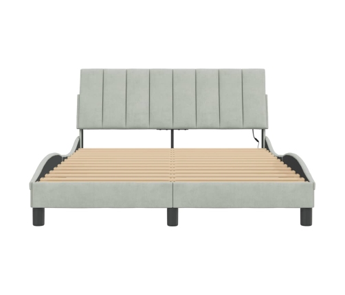 vidaXL Estructura cama con luces LED terciopelo gris claro 120x200 cm