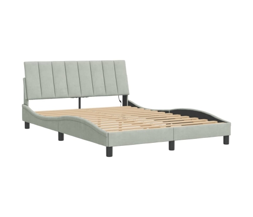 Estructura de cama con luz LED terciopelo gris claro 140x190 cm