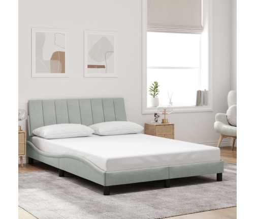 Estructura de cama con luz LED terciopelo gris claro 140x190 cm